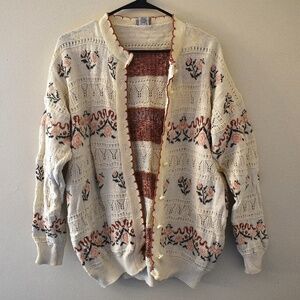L- Enhance Vintage Floral Warm Cotton Australian Cardigan